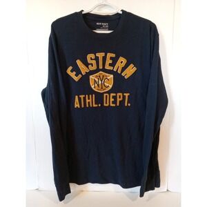 Old Navy Thermal Shirt Mens L Blue NYC Eastern Athletic Dept Raised Patch Y2K